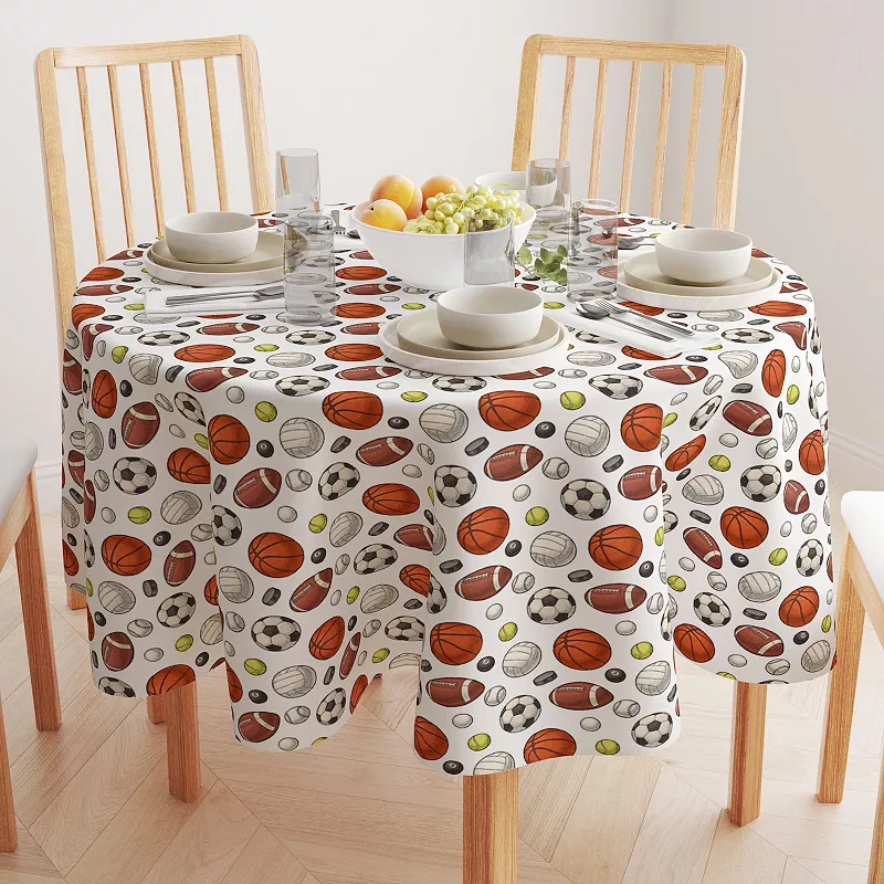 Round Tablecloth， 100% Polyester， 70 Round， Athletics