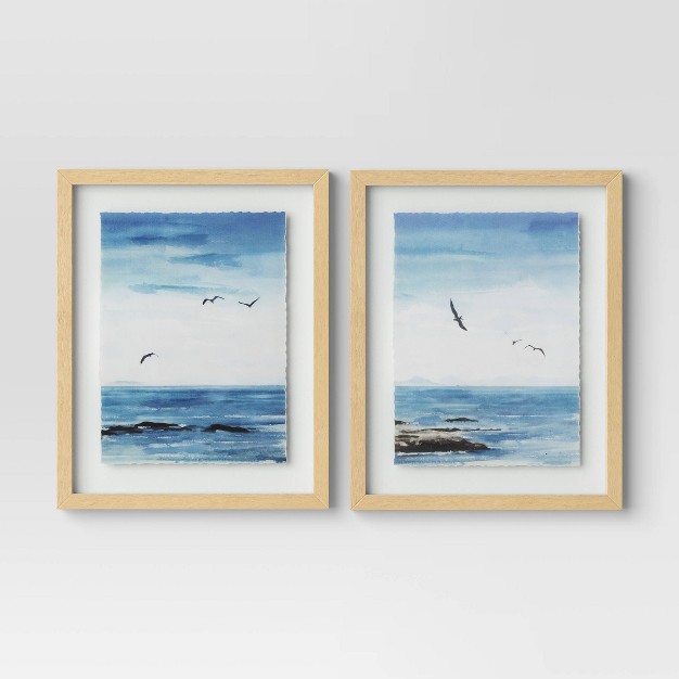 X 20 quot Seascape Framed Art Set Natural