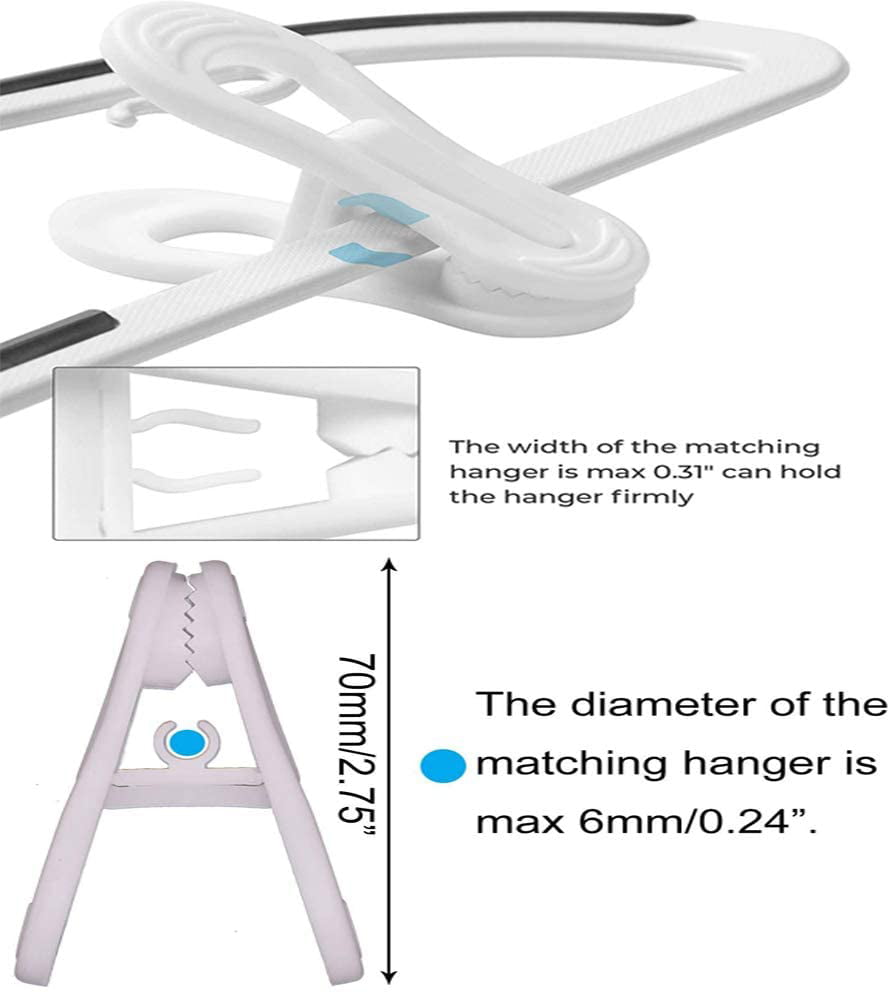 TAZEMAT 30 Pack Hanger Clips Multi-Purpose Hanger Clips for Hangers White Finger Clips for Plastic Clothes Hangers Pants