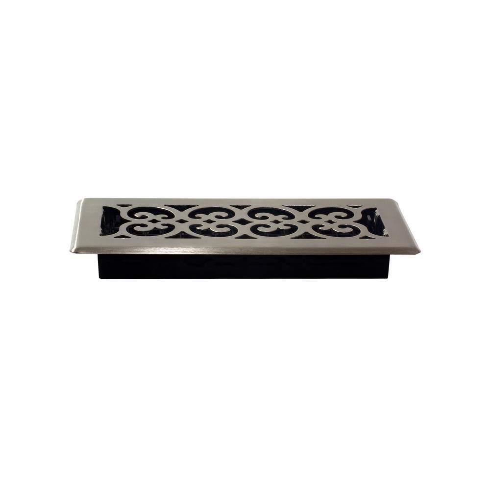 Decor Grates 4 in. x 10 in. Steel Floor Register in Brushed Nickel SPH410-NKL