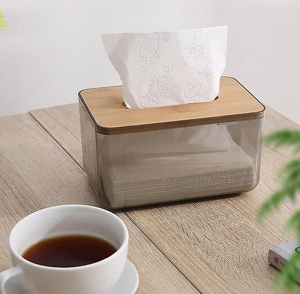 Transparent Tissue Box With Wooden Lid