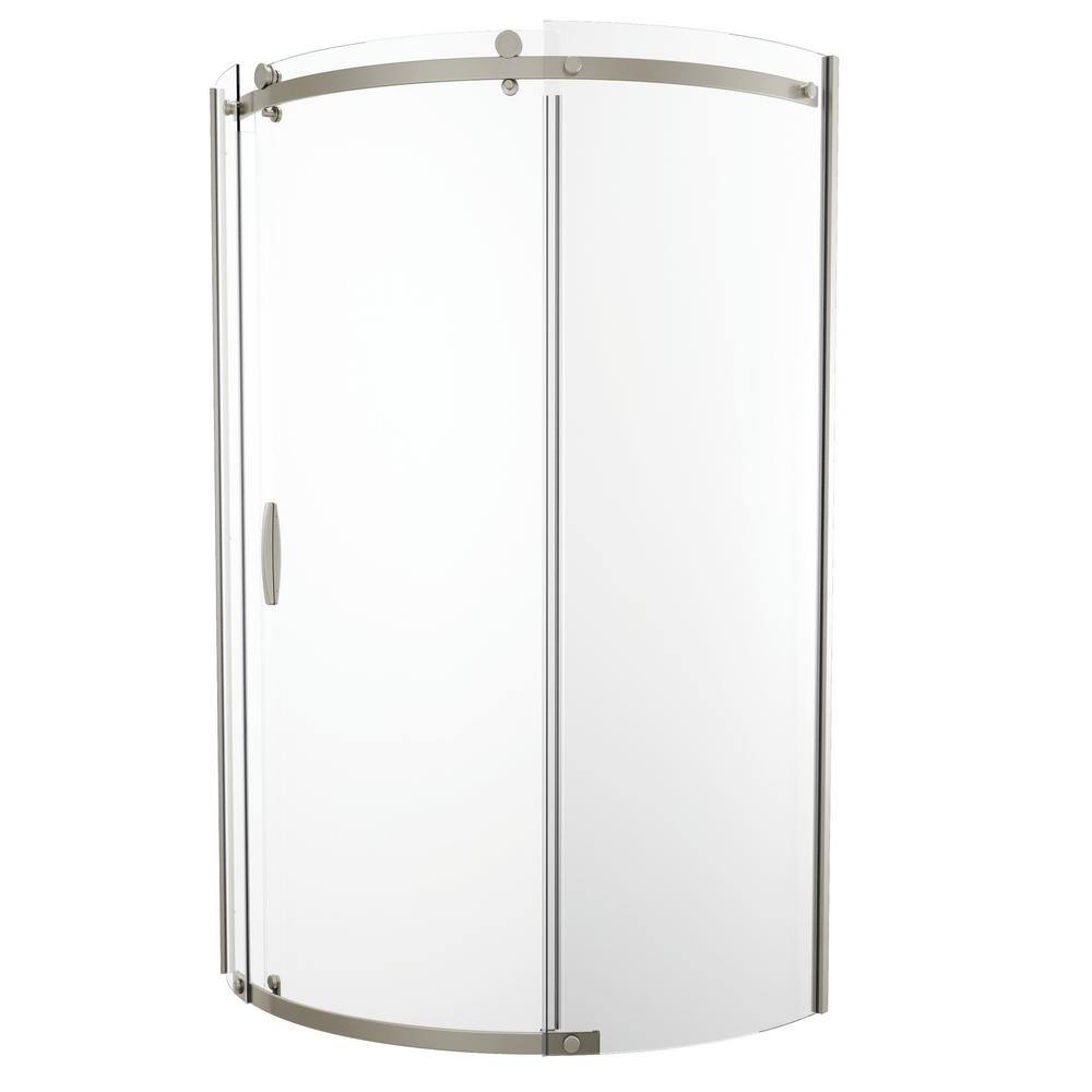 Delta Classic 38 in. W x 72 in. H Round Sliding Frameless Corner Shower Enclosure in Stainless Steel B911917-3838-SS