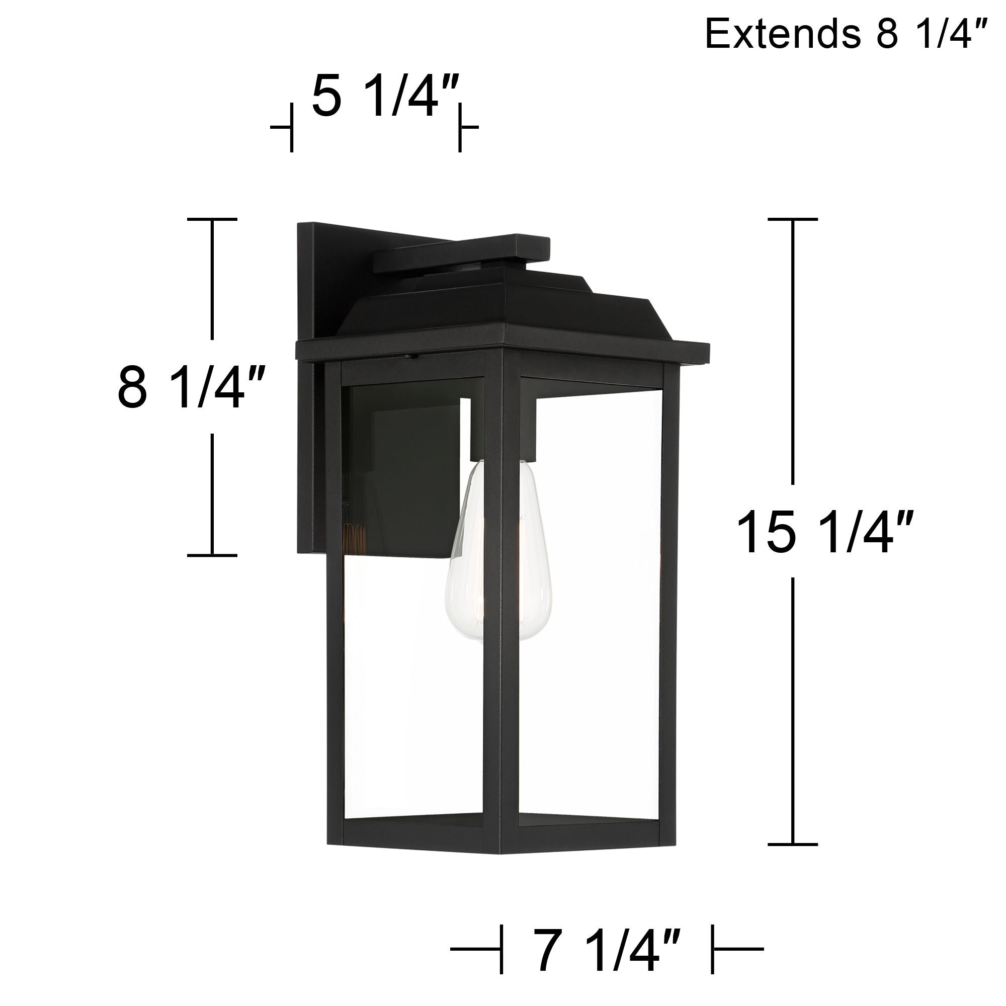 John Timberland Modern Outdoor Wall Light Fixture Textured Black 15 1/4" Clear Glass Panels for Exterior Barn Deck House Porch Yard Patio Outside Roof