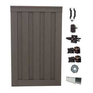 Trex Seclusions 4 ft. x 6 ft. Winchester Grey Wood-Plastic Composite Privacy Fence Single Gate with Hardware WGFGATEKIT