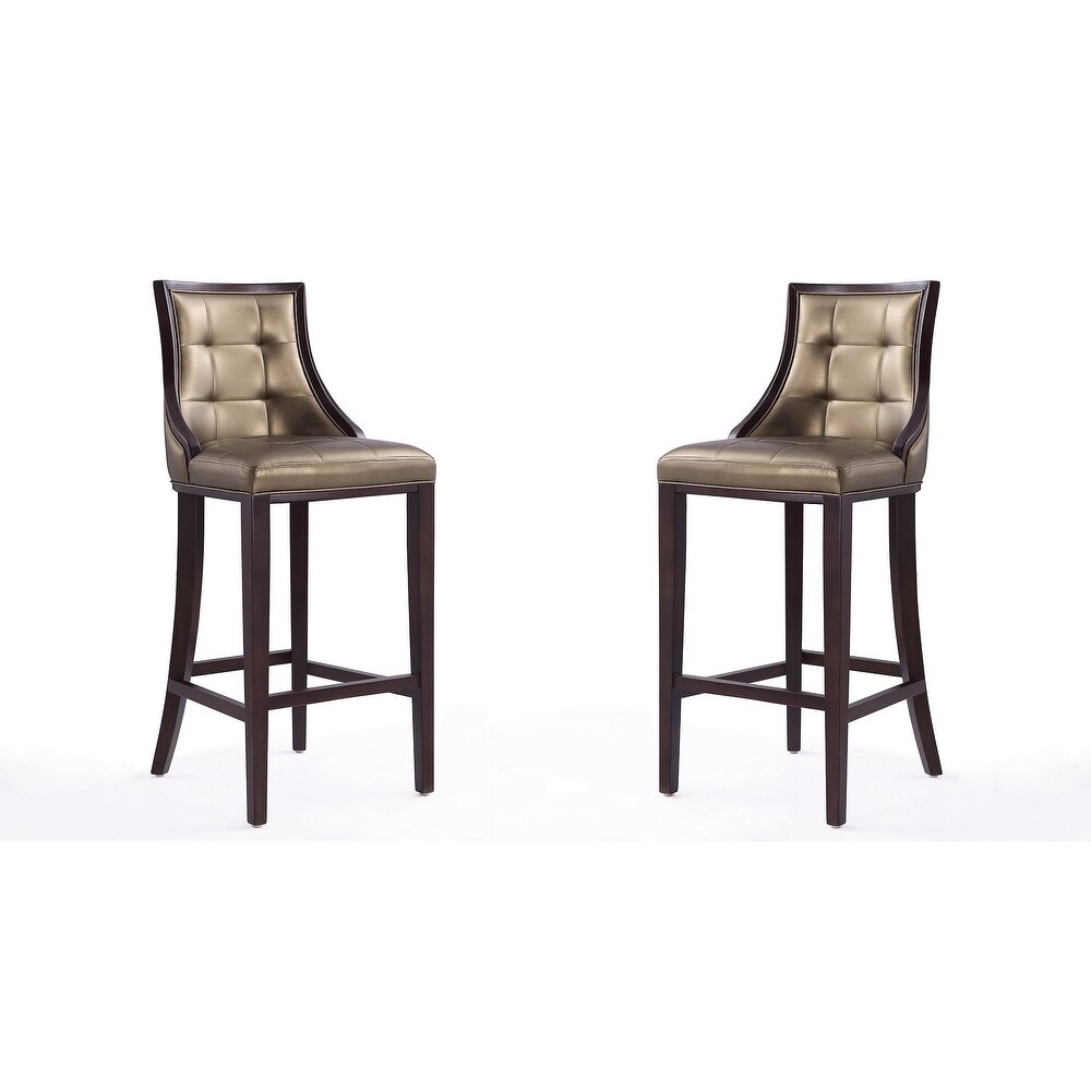 Manhattan Comfort Fifth Avenue 45 in. Walnut Beech Wood Bar Stool (Set of 2)