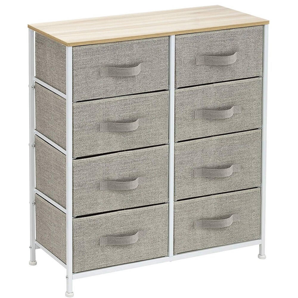 Modern Fabric and Metal 8 cubby Storage Tower