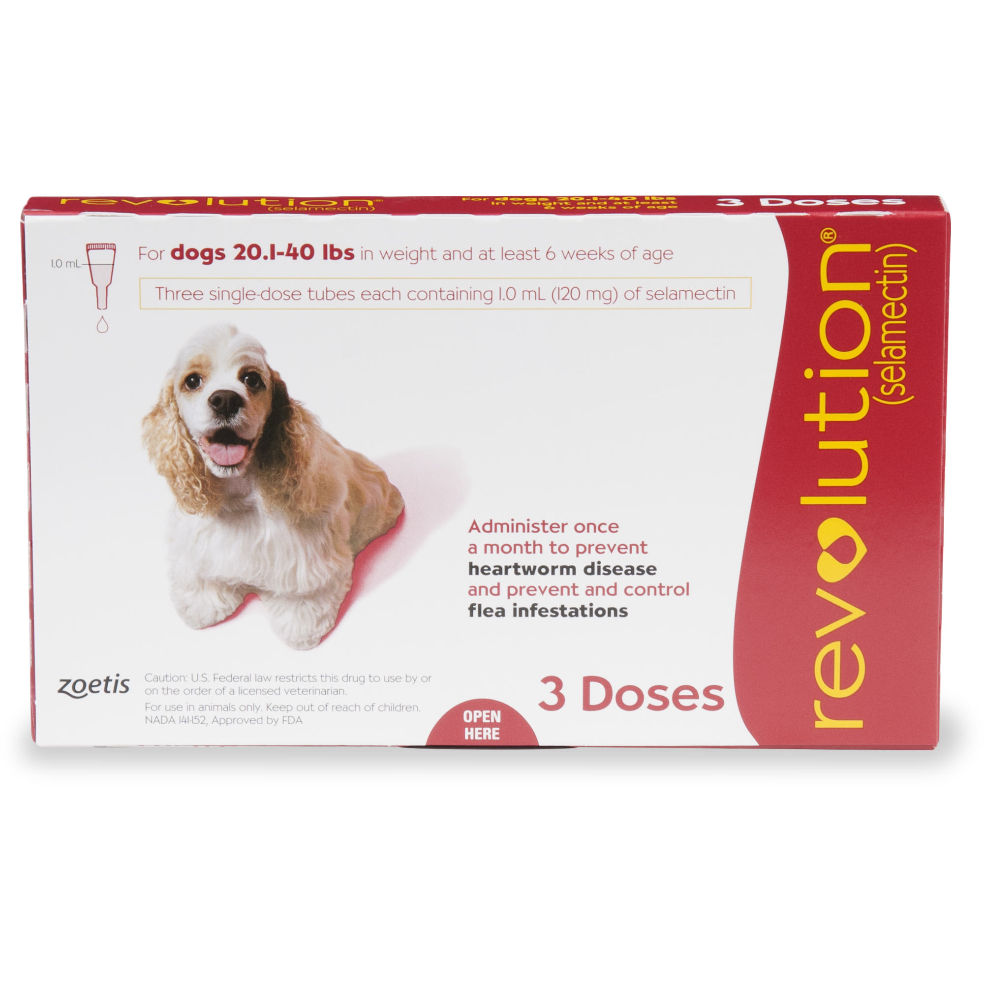 Revolution Topical Solution for Dogs 20.1-40 lbs， 3 Month Supply