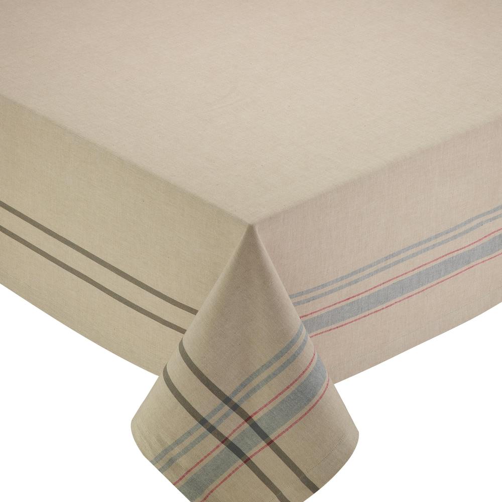 DII Natural French Stripe Tablecloth   60 x 104\