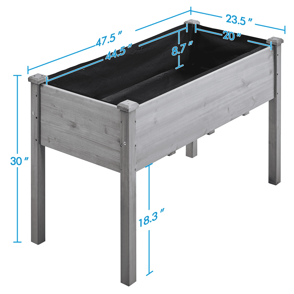 SmileMart Fir Wood Elevated Planter Raised Bed for Garden/House/Yard/Outdoor/Indoor, Gray