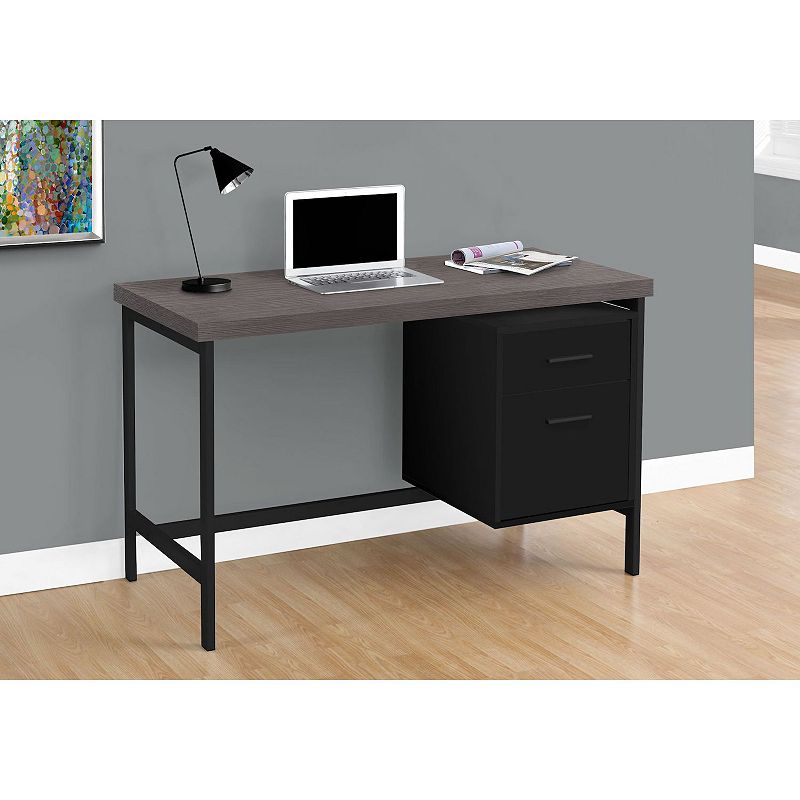 47.25 Black and Gray Contemporary Rectangular Computer Desk with Drawers