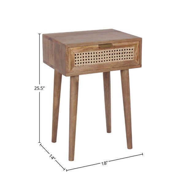 Sedona Mid-Century Modern 1-Drawer Acacia Side Table， Light Brown