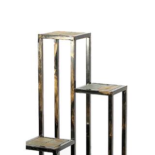 Benjara 48 in. Black and Gold Square Stone Plant Stand with 4-Tier BM216737