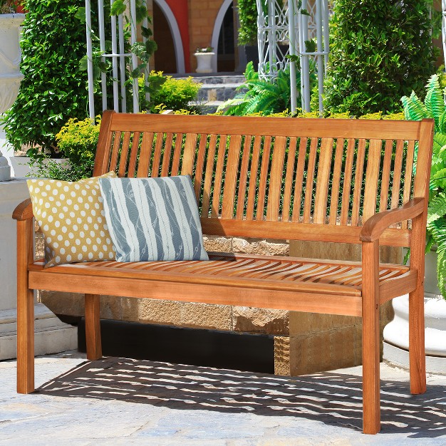 Costway 50 x27 x27 Two Person Outdoor Garden Bench Loveseat Porch Chair Solid Wood W armrest