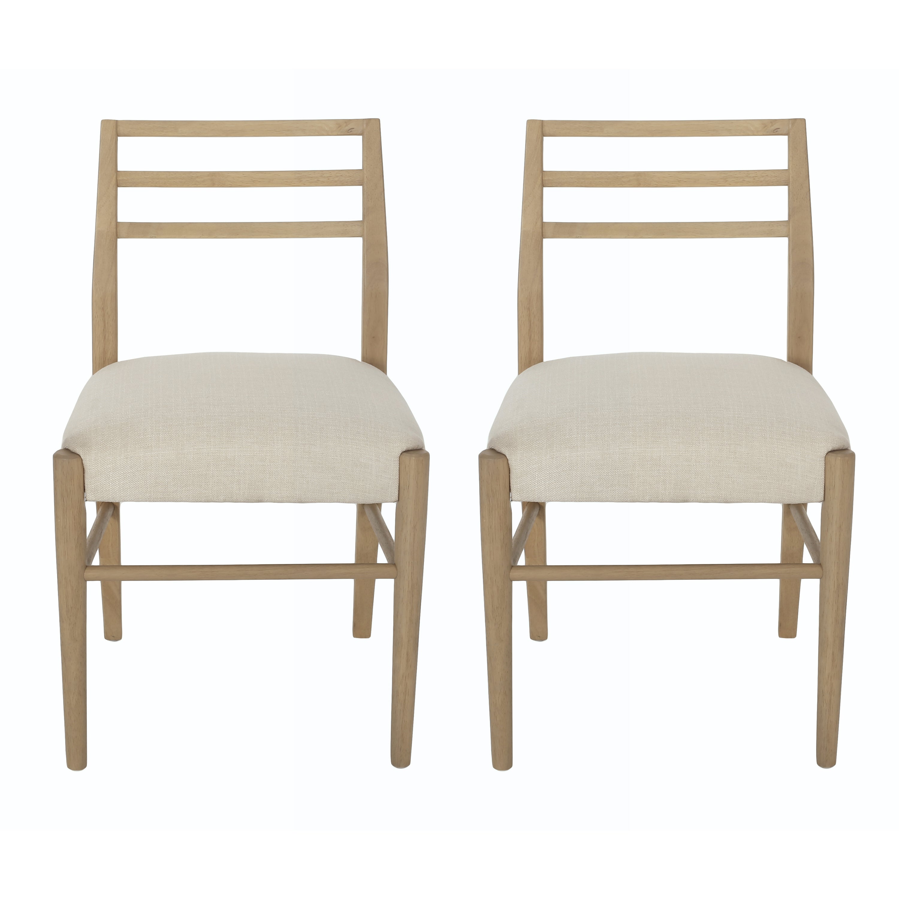 Felly Farmhouse Fabric Upholstered Wood Dining Chairs, Set of 2