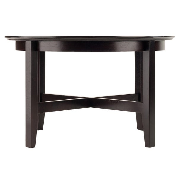 Round Coffee Table， Wooden End Table Snack Table with X-Cross Legs