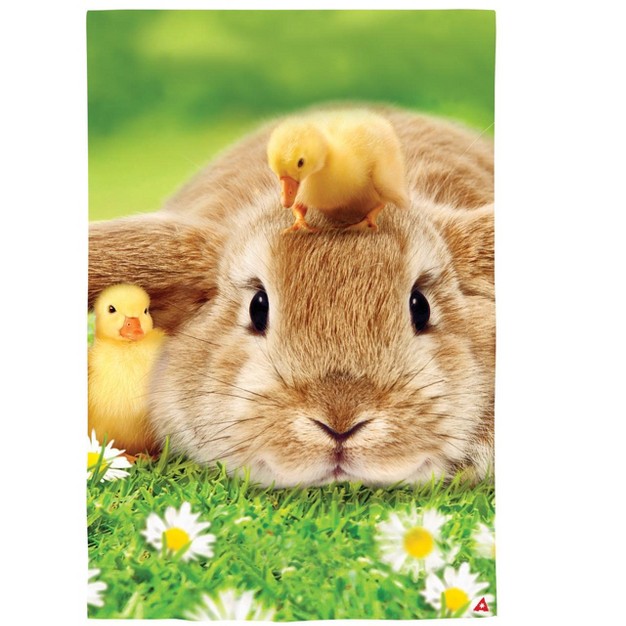 Bunny And Duckling Lustre Garden Flag