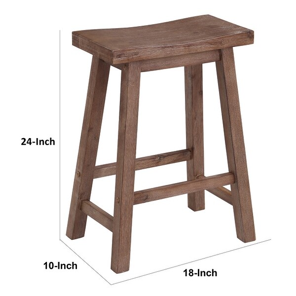 Wooden Frame Saddle Seat Counter Height Stool with Angled Legs， Gray