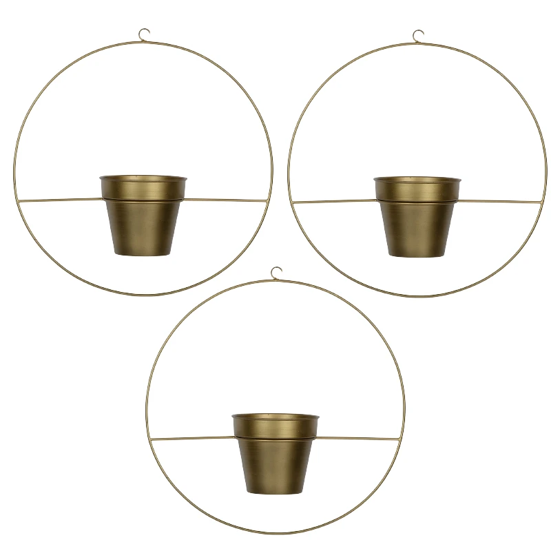 Premium Quality Wall Mounted Flower Pots   Planters Gold Plated Metal Small Size Hanging Planter Supply From India