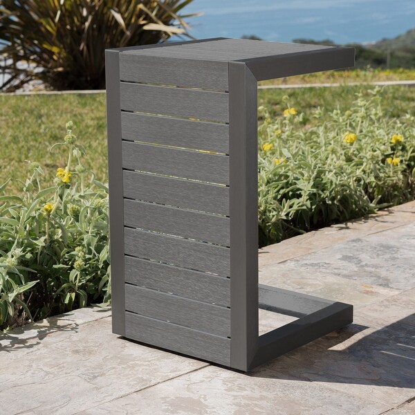 Outdoor Cshaped Table with a Sleek Aluminum Frame and Conveniently Versatile Design