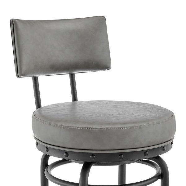 Rees Modern Swivel Counter/Bar Stool in Faux Leather and Metal