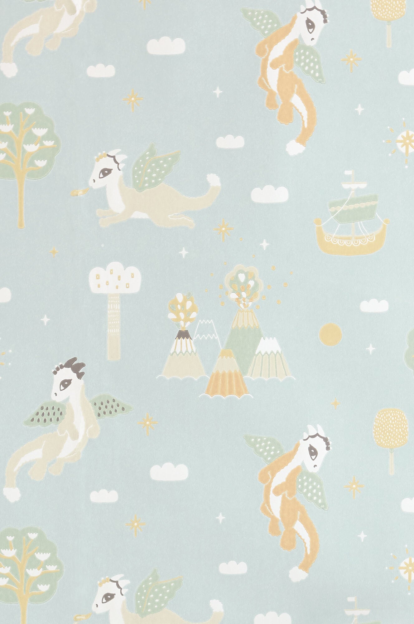 Magical Adventure Dusty Blue Wallpaper