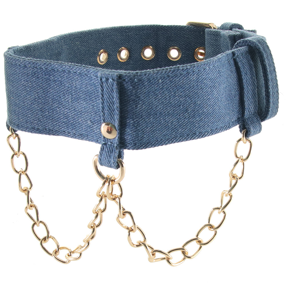 Ride 'Em Denim Collar With Leash