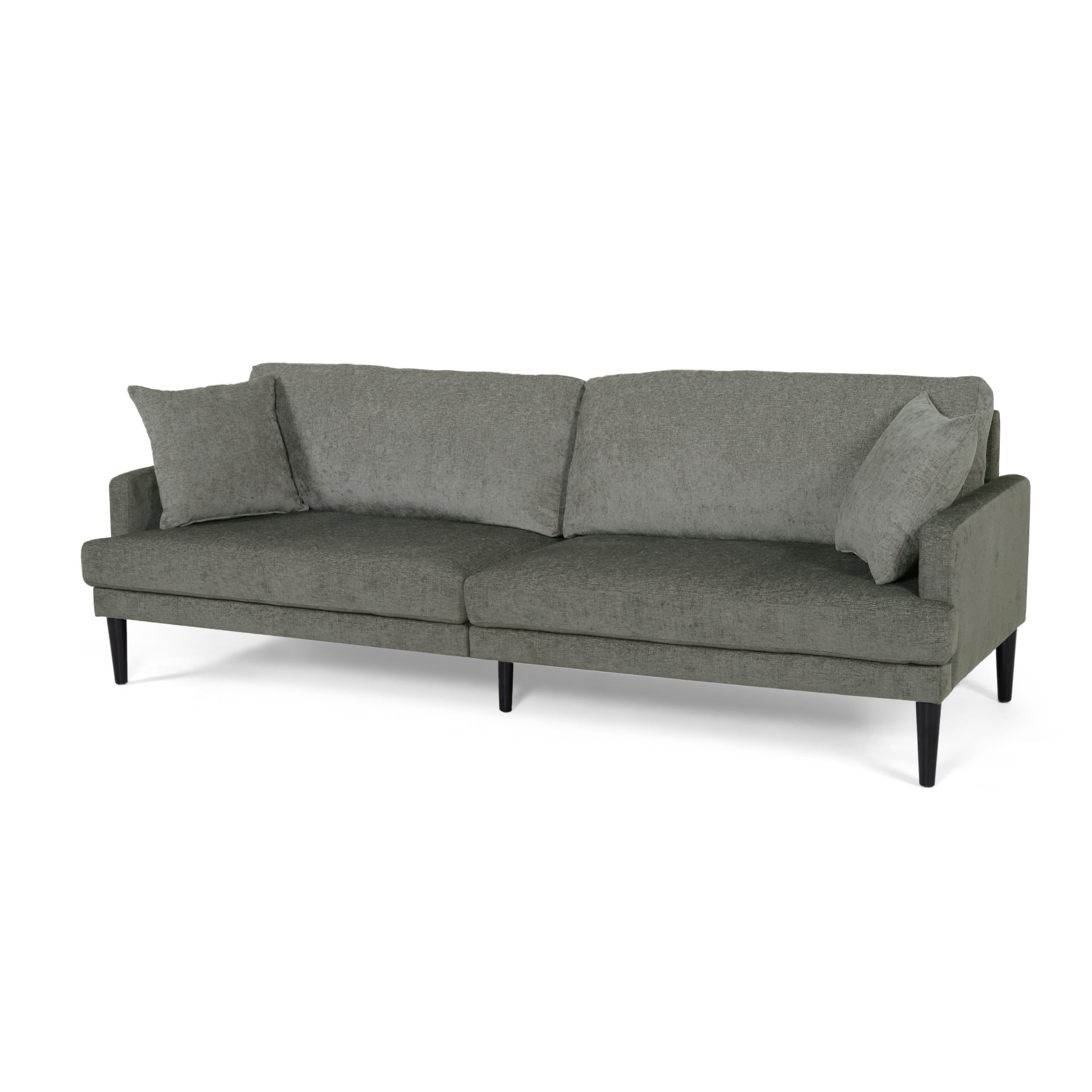 Adut Contemporary 3 Seater Fabric Sofa with Accent Pillows