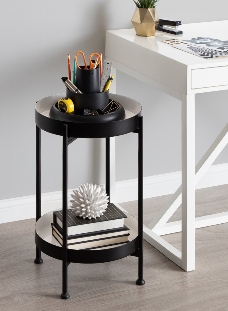 Nira Two Tiered Metal Side Table   Contemporary   Side Tables And End Tables   by Uniek Inc.  Houzz