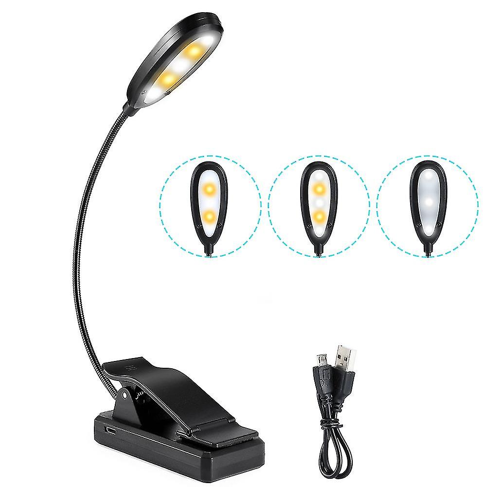 FBA Monopolys Threecolor temperature book clip lamp builtin battery 1000 mAh black type USB charging single head