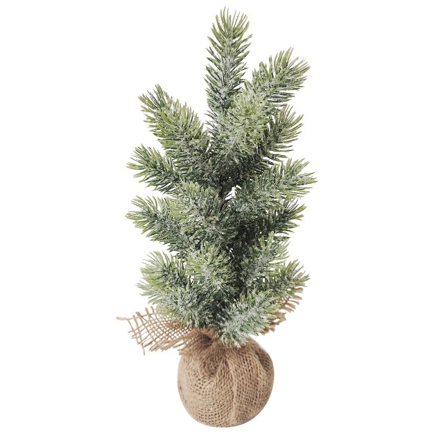 Frosted Icy Pine Tree In Burlap Base Christmas Decoration