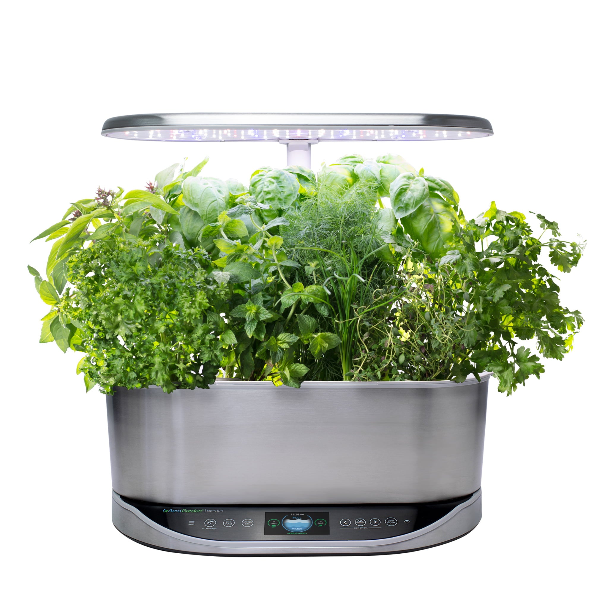 AeroGarden Bounty Elite - Indoor Garden with LED Grow Light， Stainless Steel