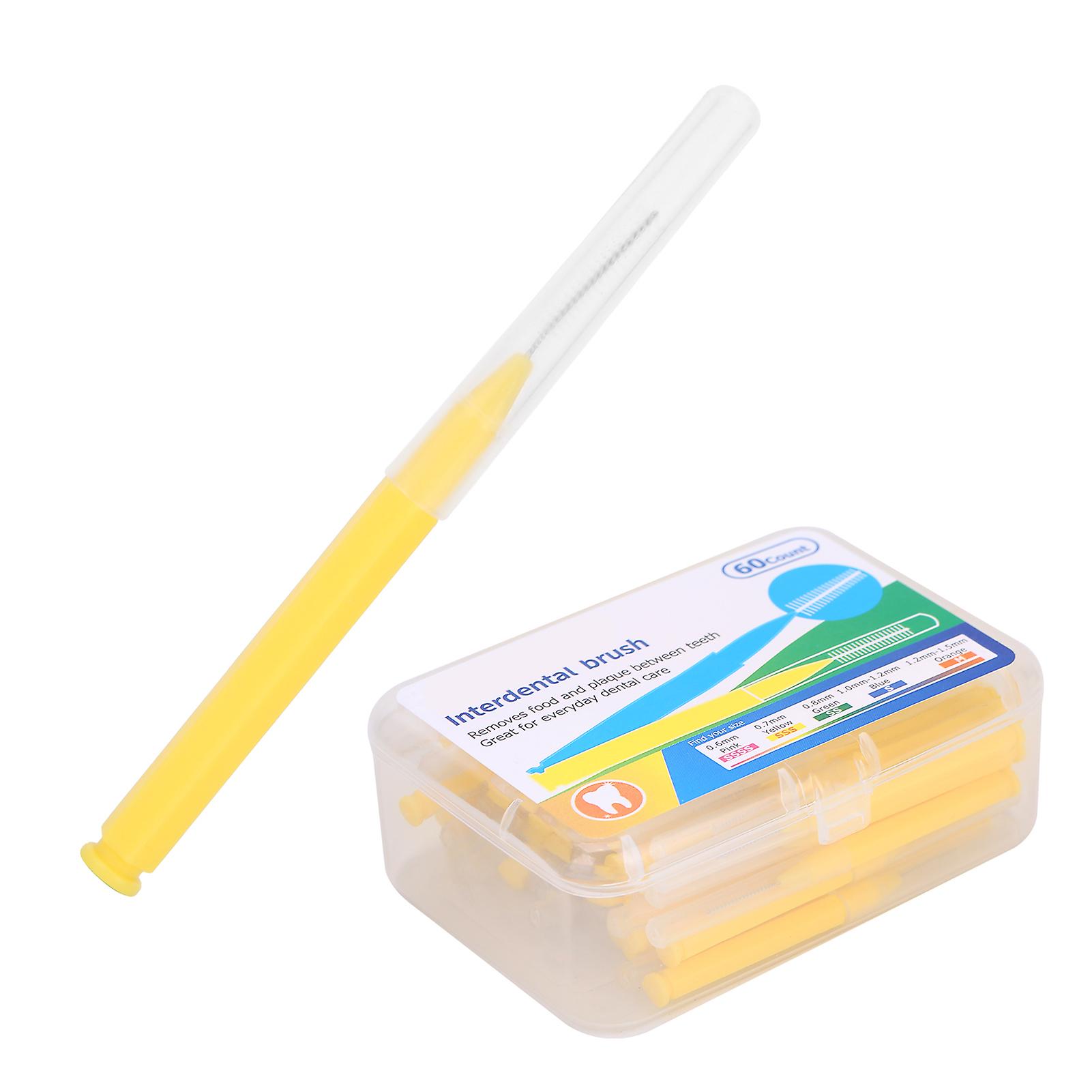 60pcs / Box Orthodontic Interdental Brush Tooth Cleaning Tool Dental Teeth Cleaner Toothpick Yellow