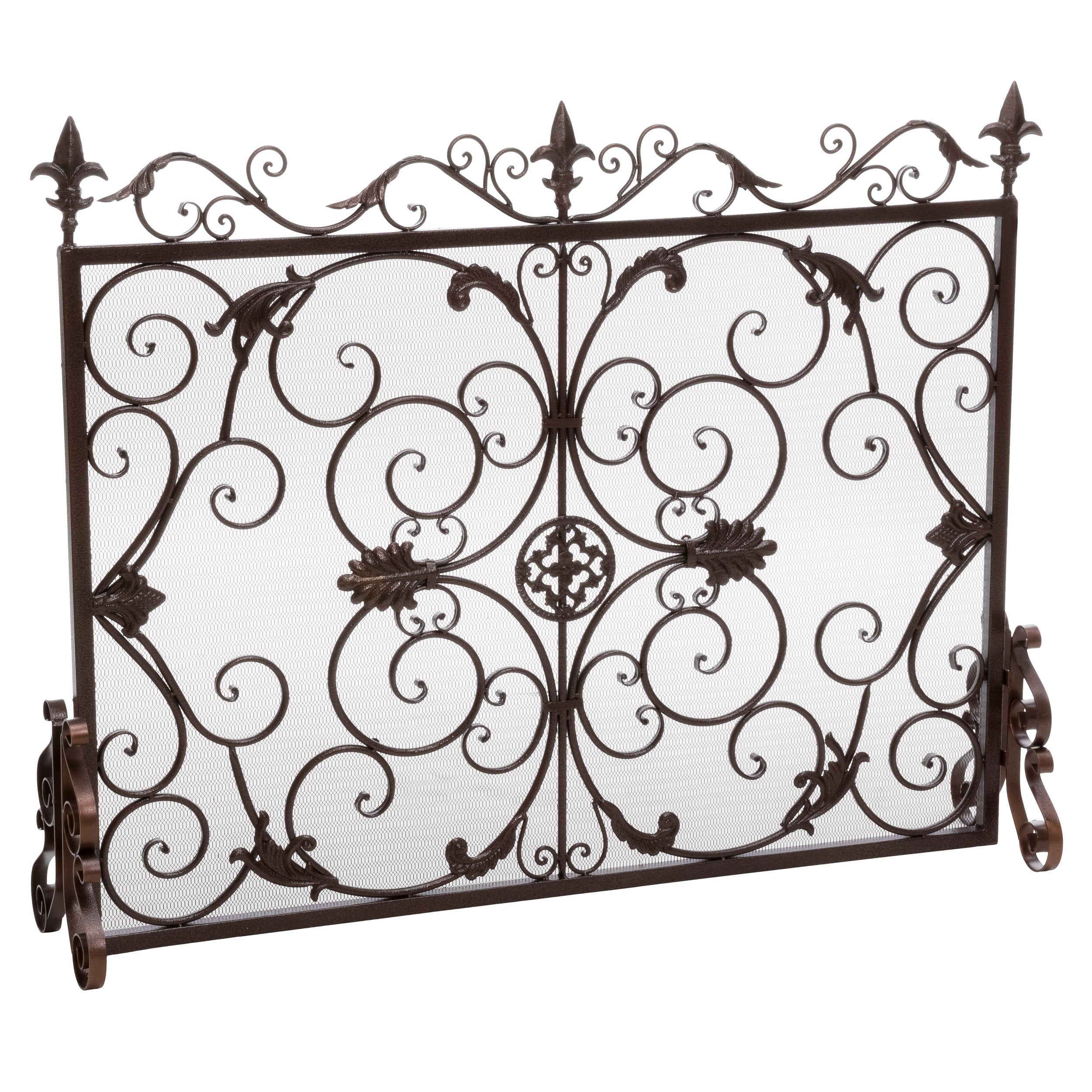 Darcie Copper Brown Finish Wrought Iron Fireplace Screen