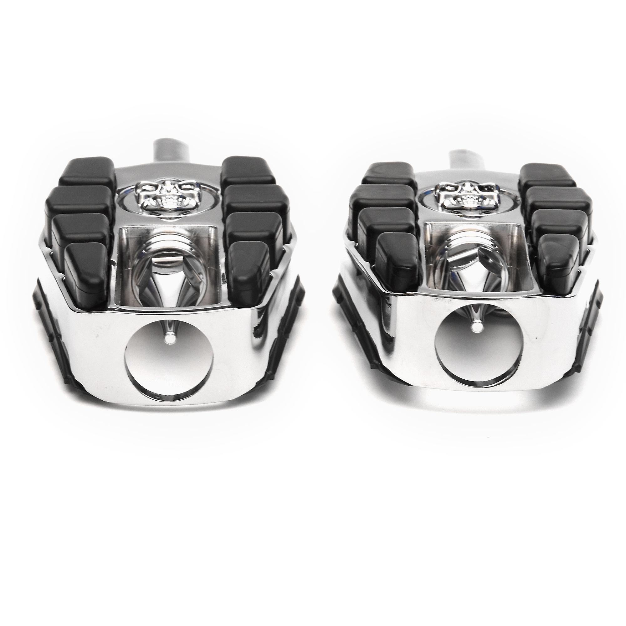 Adjustable Highway Foot Pegs Skull Footrest Compatible with Harley Davidson FXDC Dyna Super Glide Custom 1992-2014， 1 Pair， Chrome
