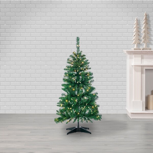 4 ft. Pre Lit Warm White LED Pop Up Fir Tree