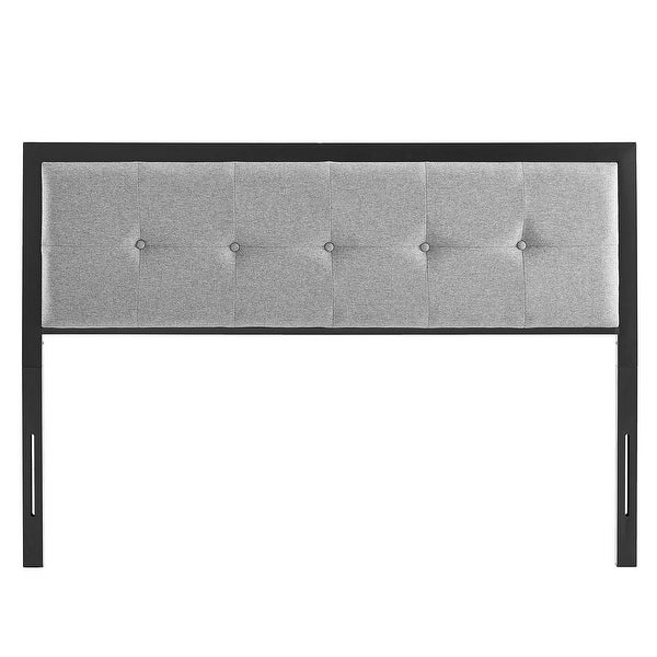 Waldorf Modern Light Grey Fabric Button Tufted Upholstered Full Size Metal Headboard - - 31717179