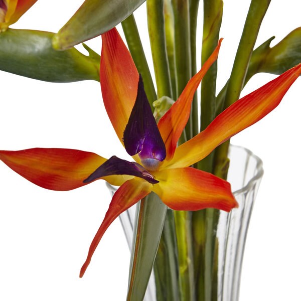 Nearly Naturals Multicolored Large Birds of Paradise in Vase