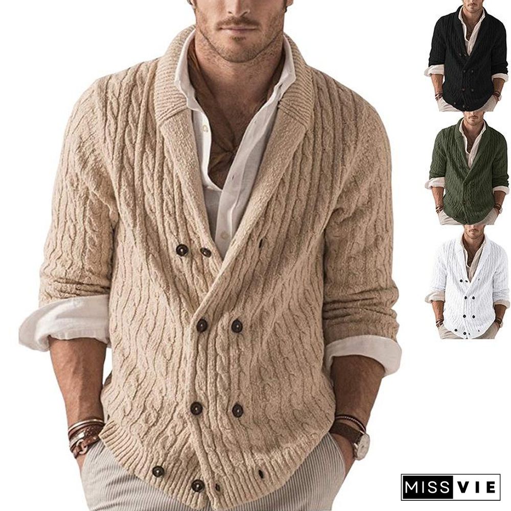 Cardigan Men's Sweater New Solid Color Knitted Coat