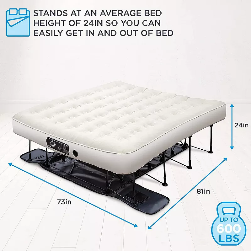 Ivation EZ-Bed， Air Mattress with Built in Pump， Anti-Deflate Technology， King Inflatable Mattress