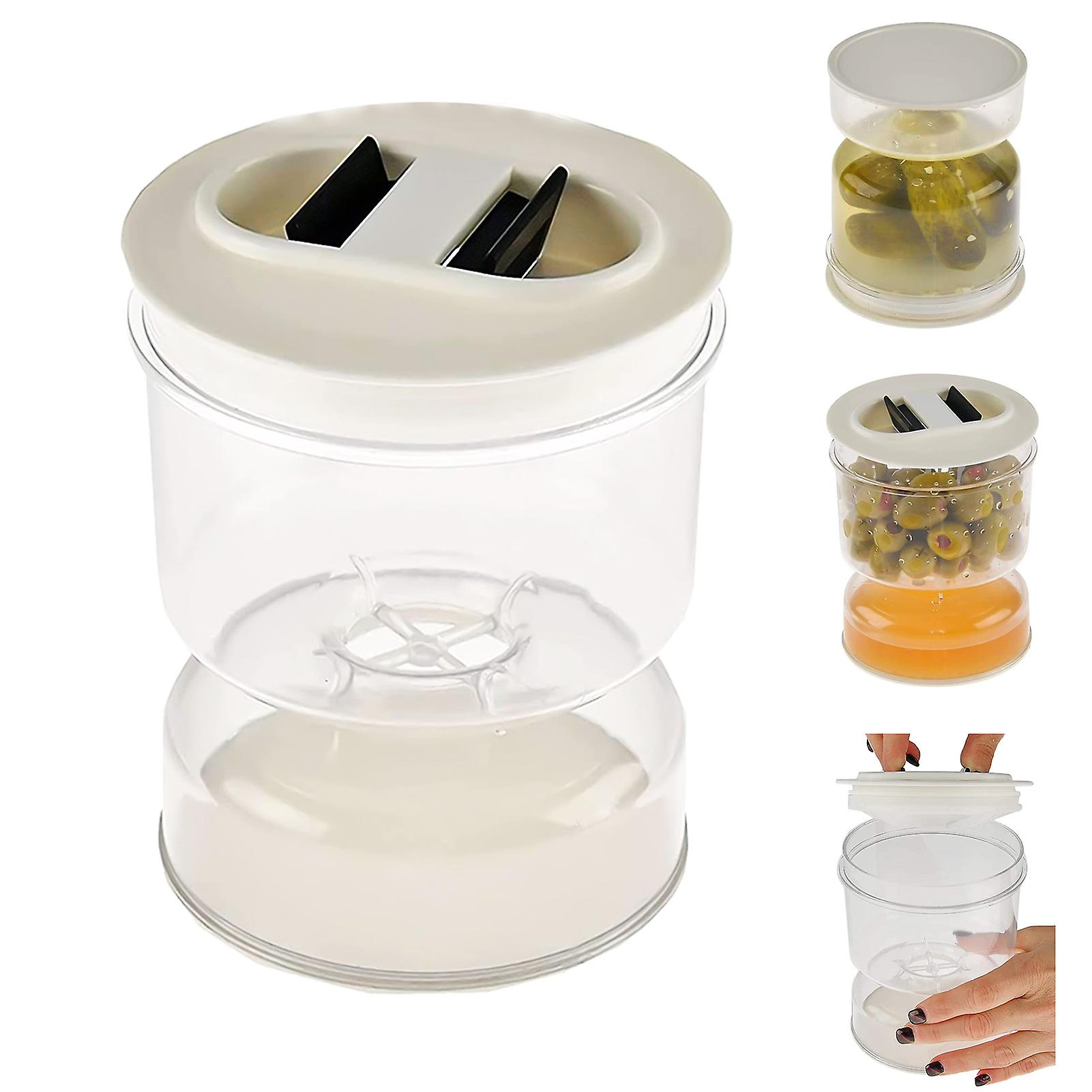 Pickle Olive Hourglass Jar Pickle Juice Wet And Dry Separator Food Container With Strainer Flip Airtight Lid No.226405