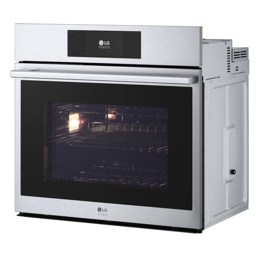 LG STUDIO 29.75 in. 4.7 cu. ft. Single Electric Wall Oven Instaview Steam Sous Vide and Air Fry in Printproof Stainless Steel WSES4728F