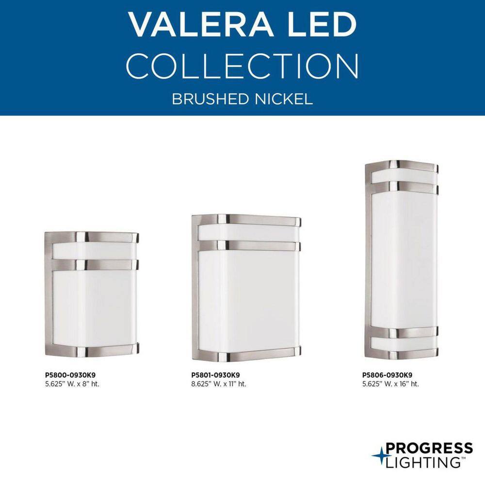 Progress Lighting Valera LED Collection 1-Light Brushed Nickel Matte White Acrylic Shade Modern Outdoor Medium Wall Lantern Light P5801-0930K9