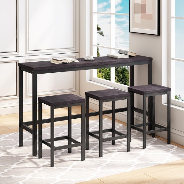 4 piece Dining Table Set with 3 Stools