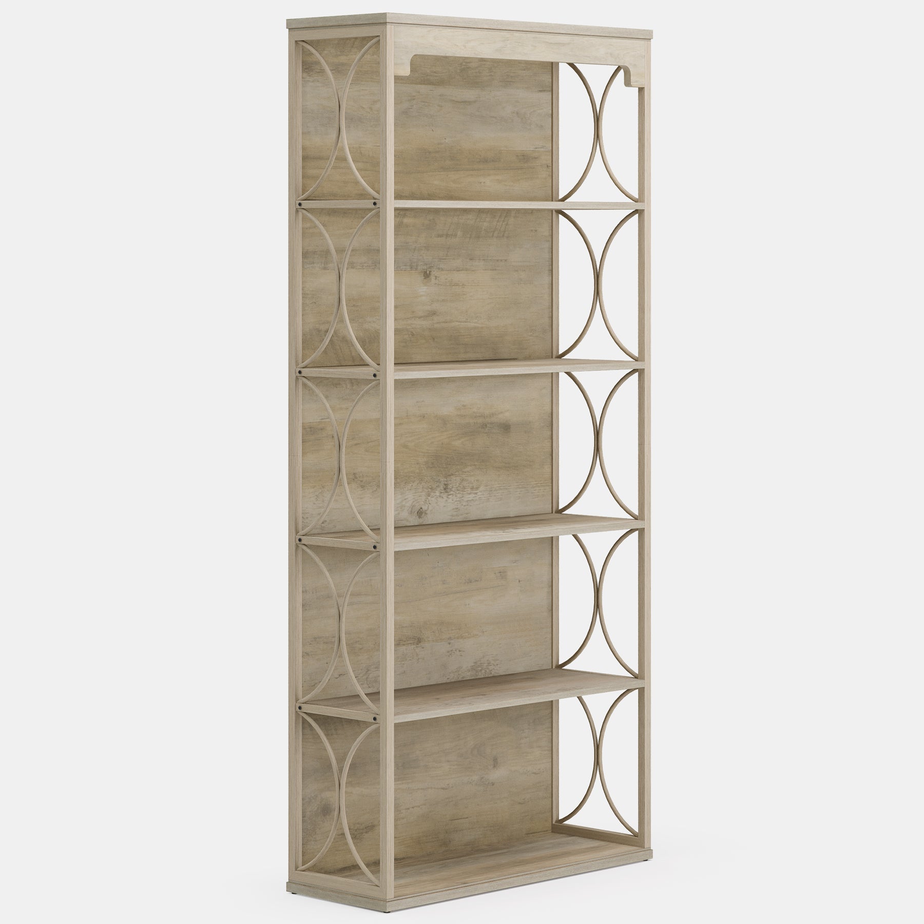 70.8 Bookshelf, 5-Tier Wood Bookcase Etagere Display Shelf