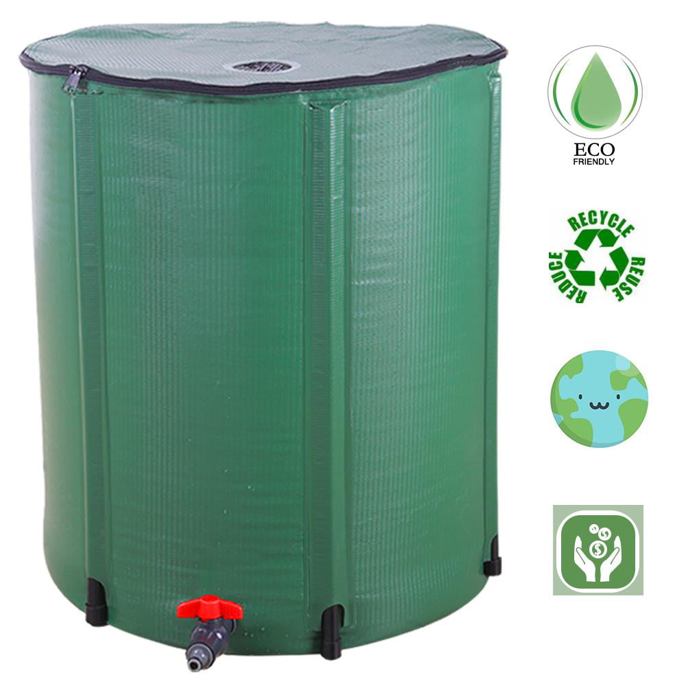 UBesGoo Portable Rain Barrel Capacity 50 Gallon Suible for Patio Farm Ranch Green