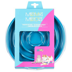 Messy Mutts Interactive Slow Feeder Dog and Cat Bowl Blue