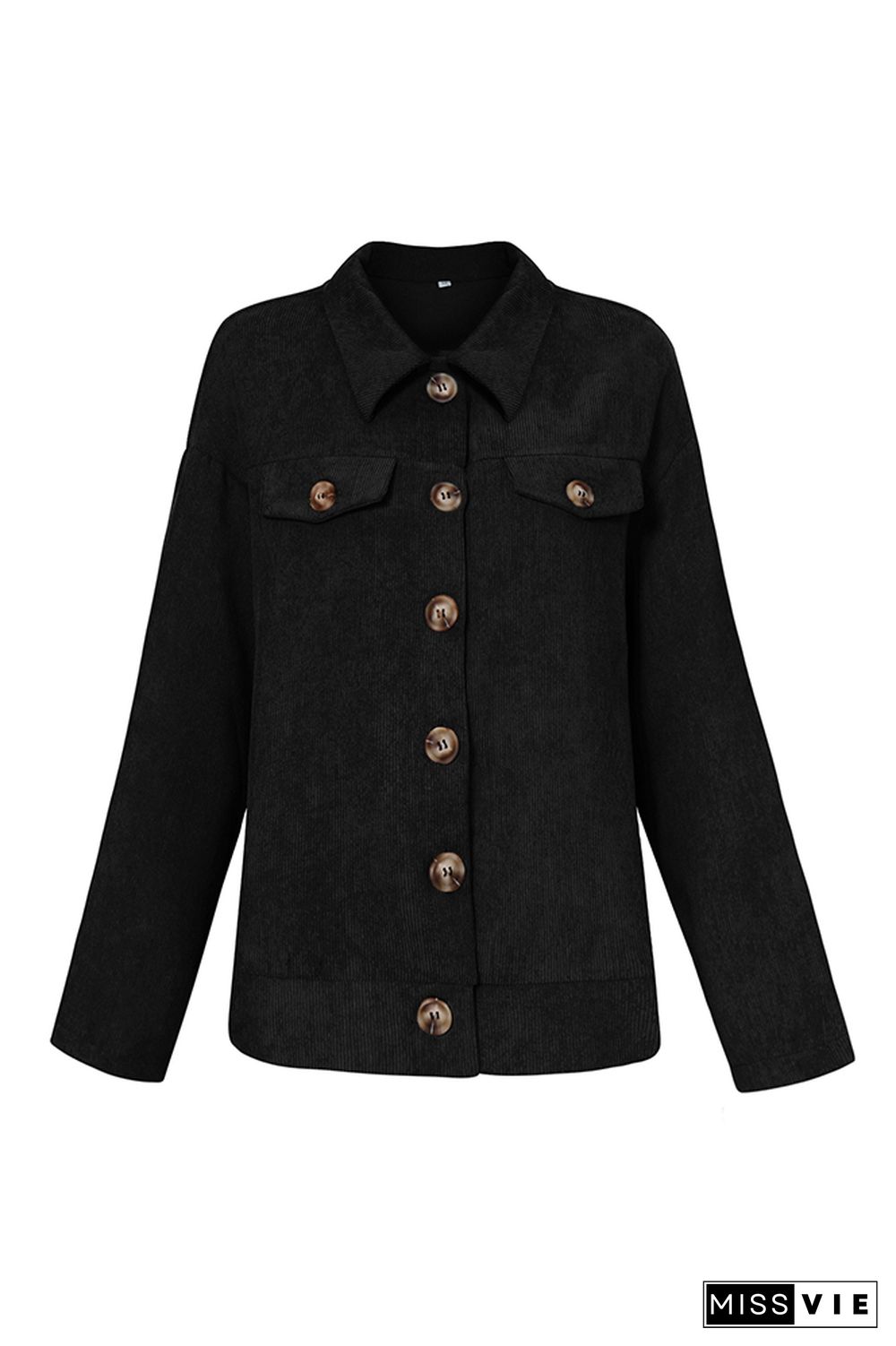 Corduroy Pocketed Open Button Jackets