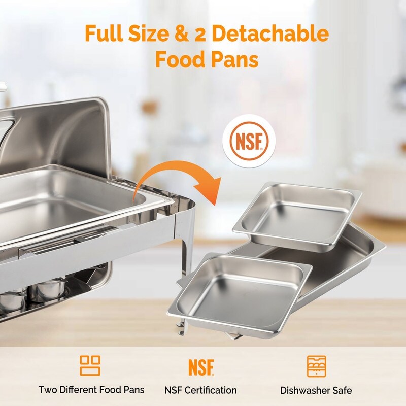 400W 9Qt Stainless Steel Dual Use(Fuel or Electric) Chafing Dish