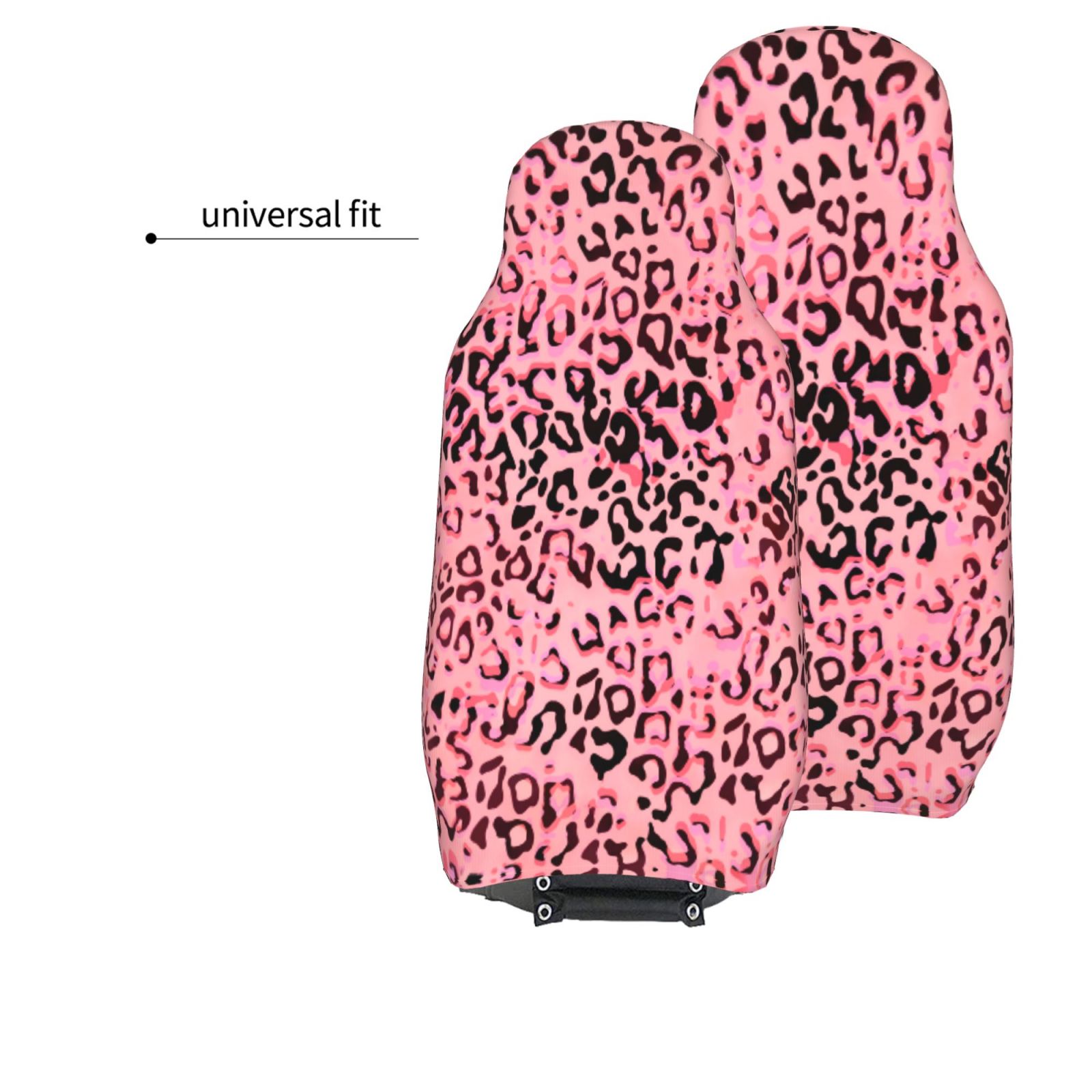 TEQUAN Front Seat Covers， Animal Leopard Print Pink Pattern 2 Piece Car Seat Cover Fit Most Car SUV Truck Van