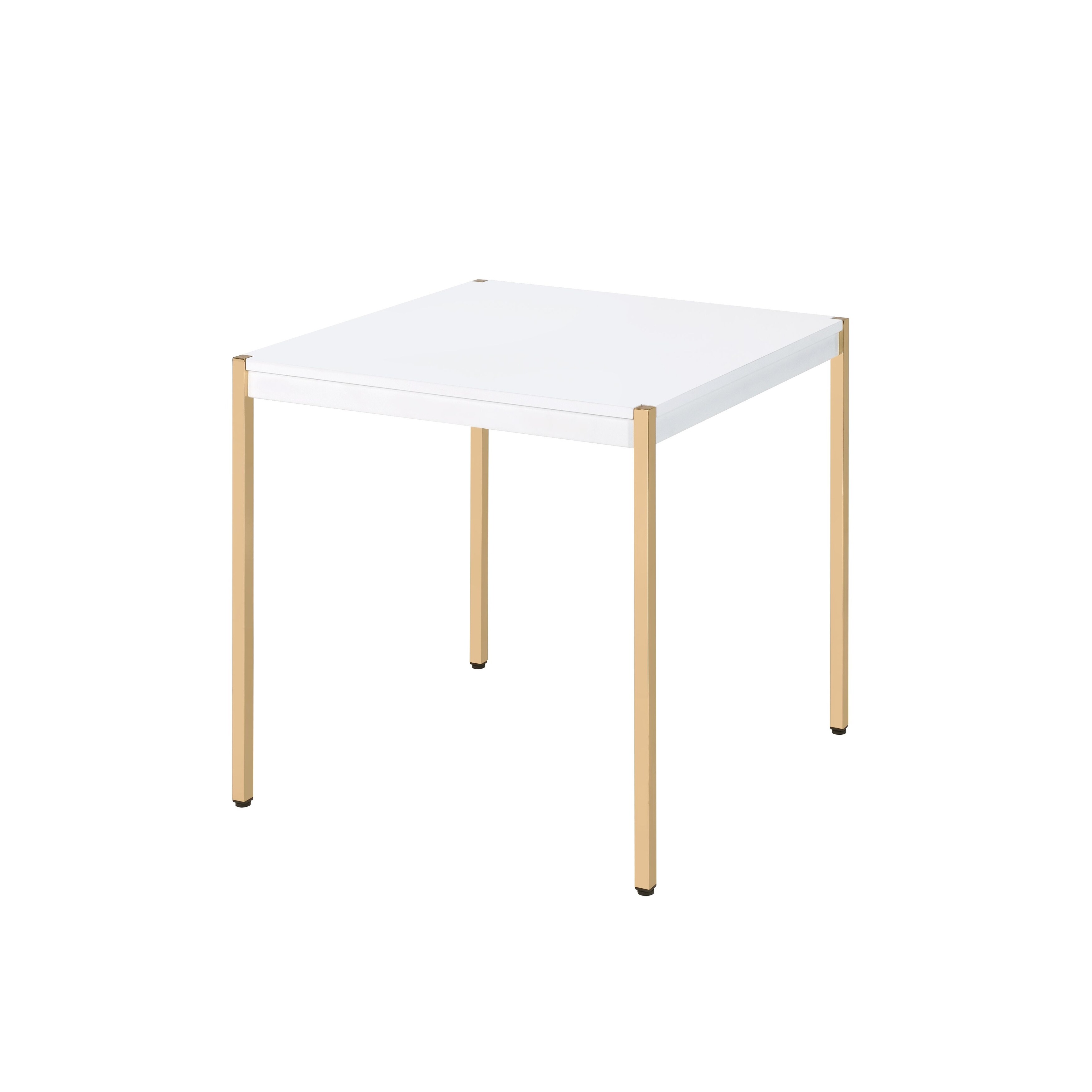 End Table Sofa Table in White and Gold Finish